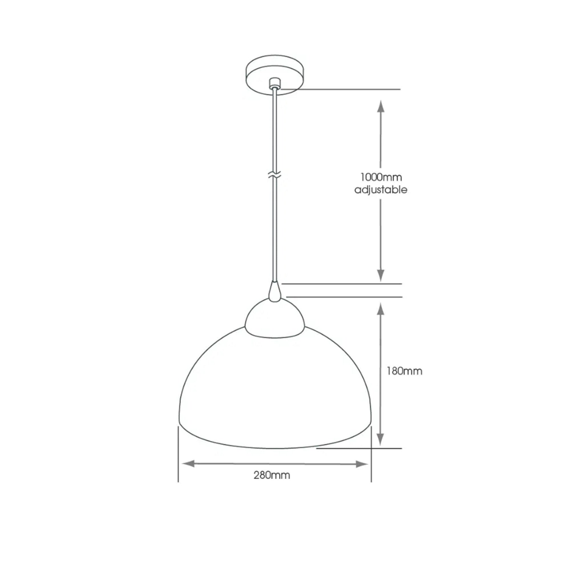 Yukon E27 IP44 Pendant Light - Chrome Finish with 1m Adjustable Black Flex (Lamp Not Included)