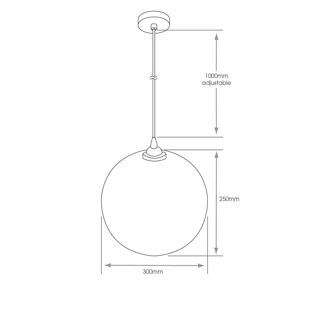 Nile IP44 E27 Smoky Black Glass Pendant Ceiling Light - Adjustable Drop for Modern Bathrooms & Interiors