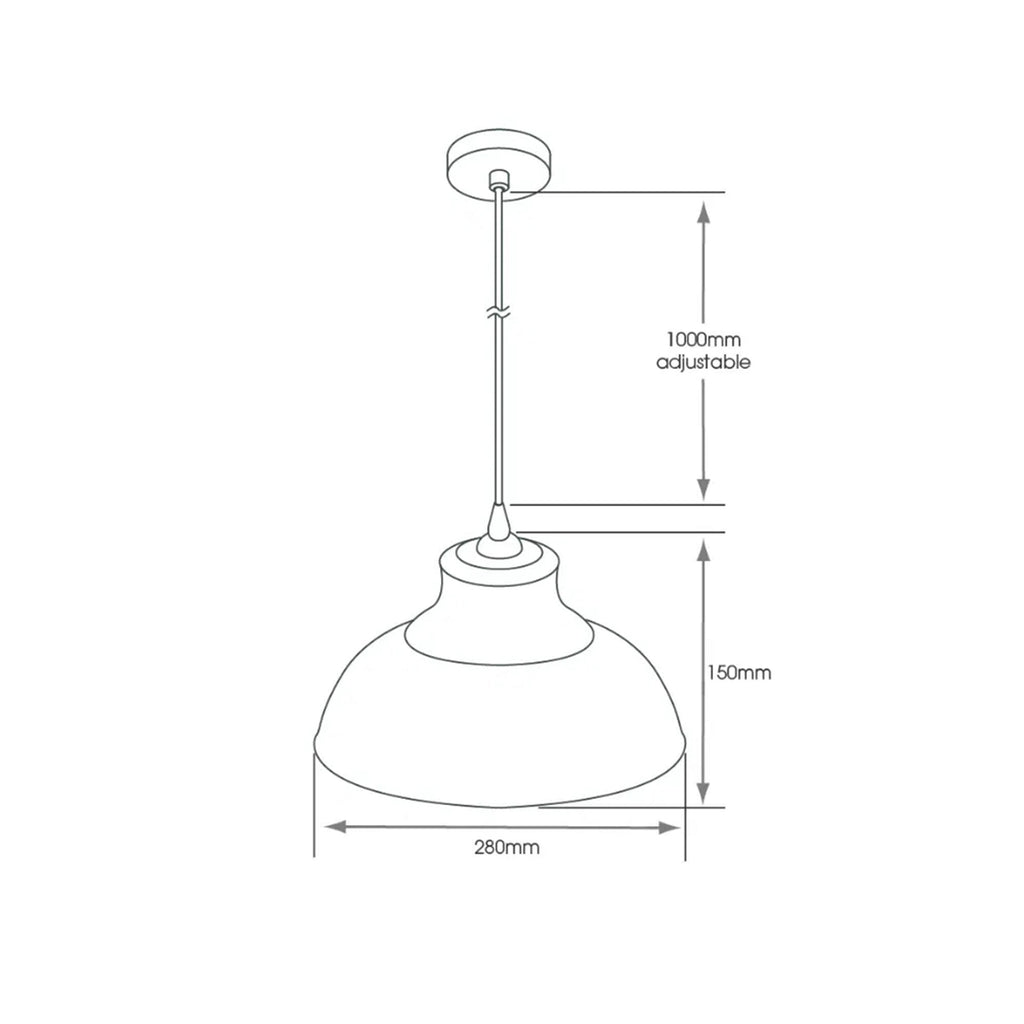 Clyde E27 IP44 Bathroom Pendant Ceiling Light with Clear Glass Shade & Adjustable Black Flex