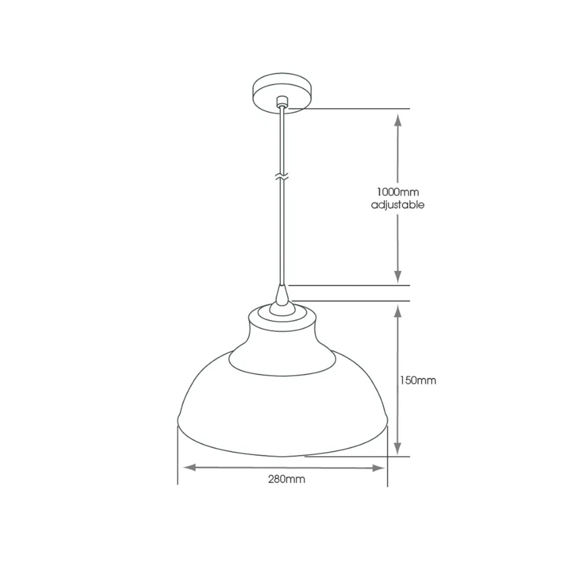 Clyde E27 IP44 Bathroom Pendant Ceiling Light with Clear Glass Shade & Adjustable Black Flex