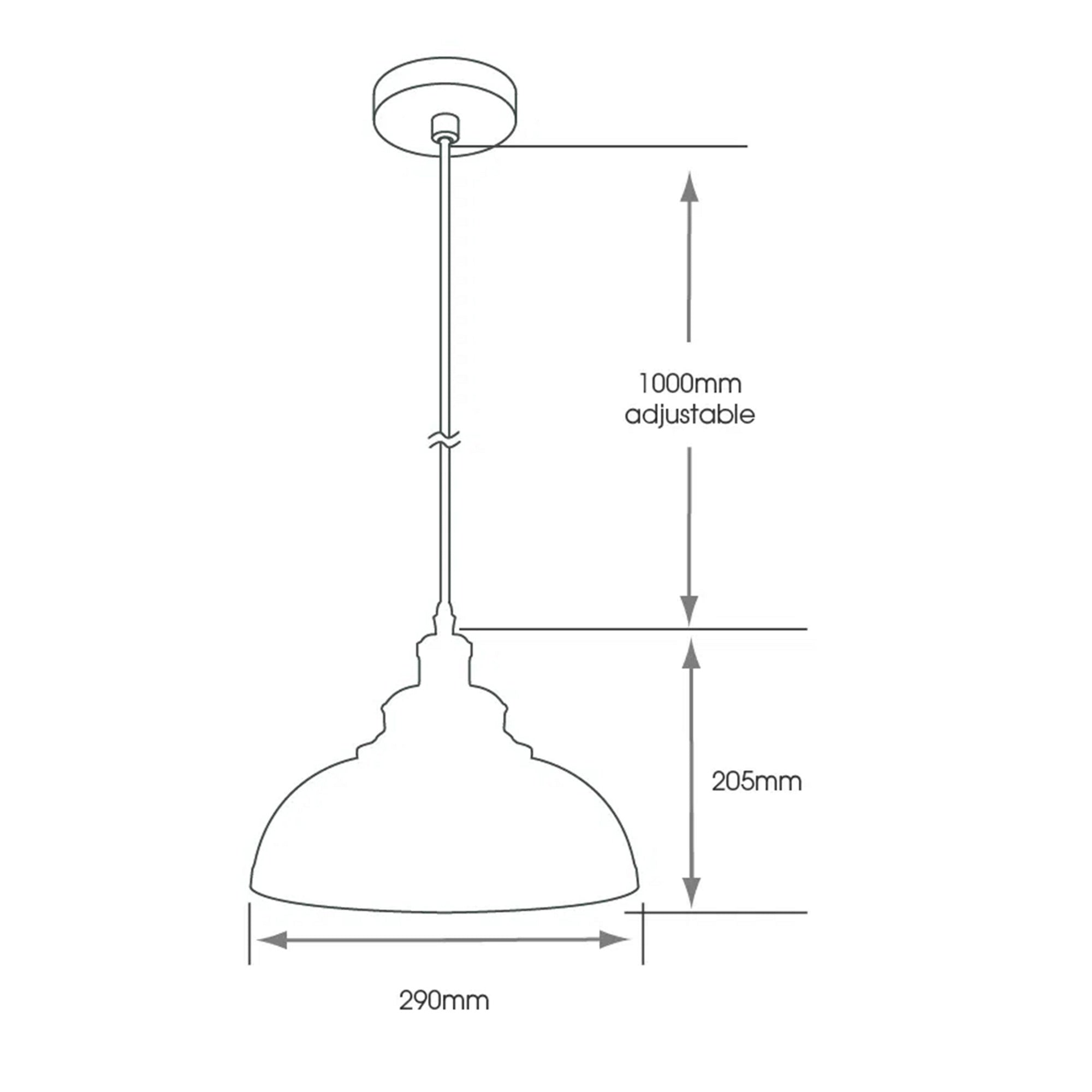 Yuna Black IP44 Bathroom Pendant Light with Adjustable 1m Flex & E27 Fitting