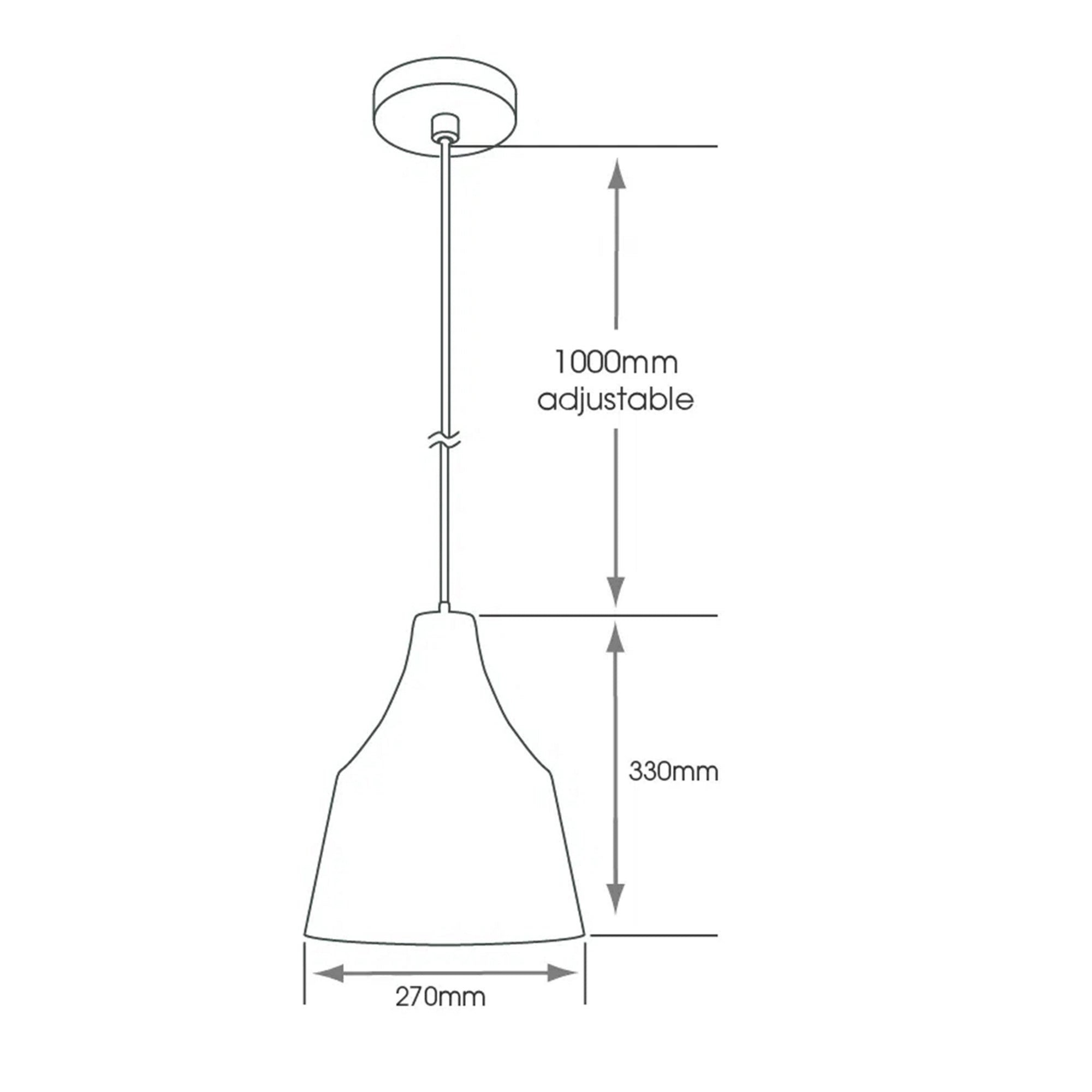 Volta White E27 IP44 Bathroom Pendant Light - Adjustable 1m Drop
