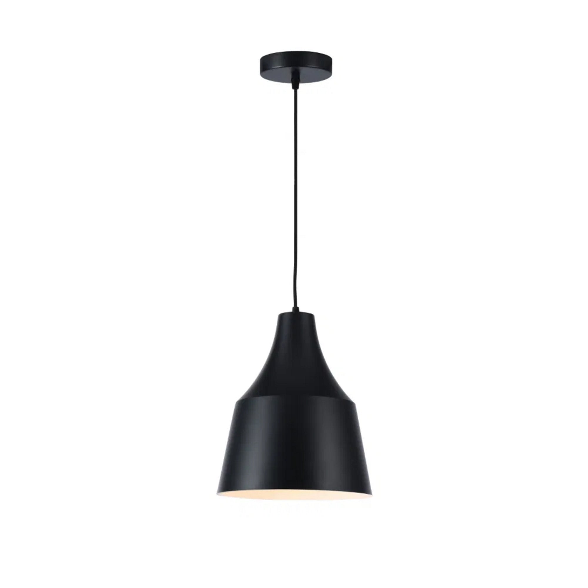 Volta Modern Matt Black IP44 Bathroom Pendant Light with Adjustable 1m Flex - E27 Fitting
