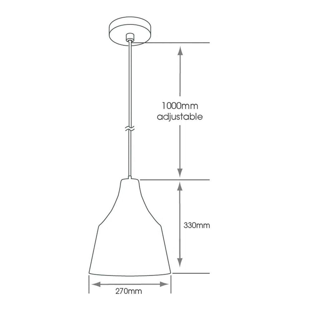 Volta Modern Matt Black IP44 Bathroom Pendant Light with Adjustable 1m Flex - E27 Fitting