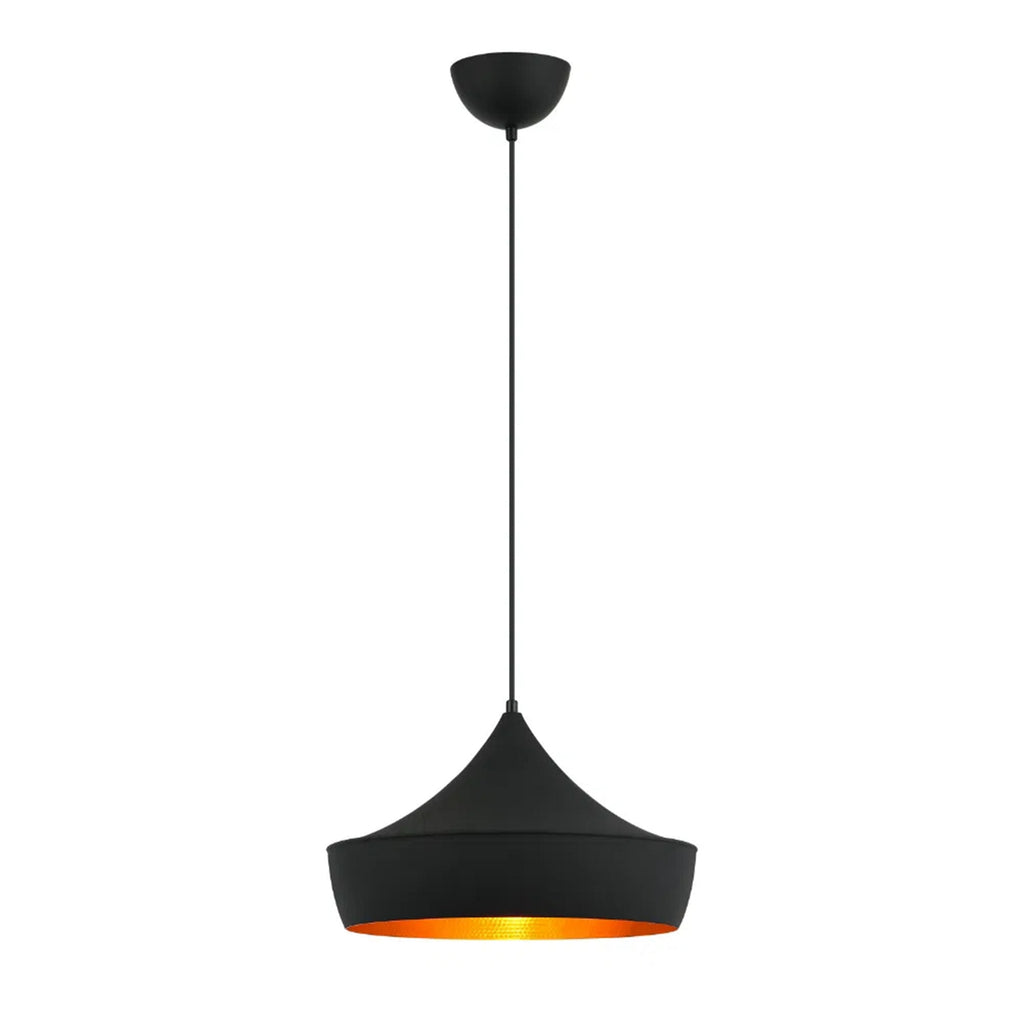 Dawson Matt Black & Gold IP44 Bathroom Pendant Light with Adjustable 1.3m Drop - E27 Fitting