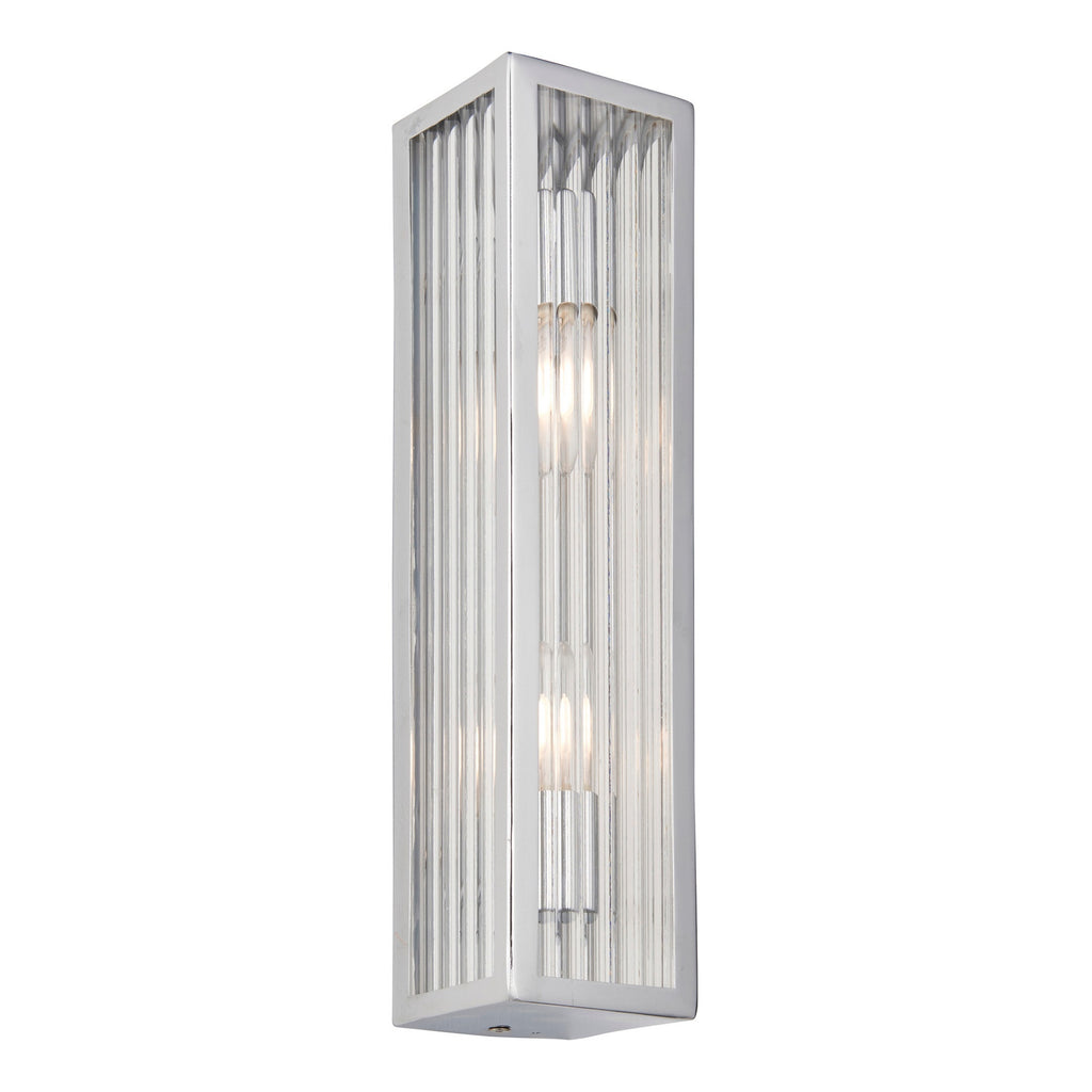 Newham Chrome & Clear Ribbed Glass Bathroom Wall Light - Dimmable, IP44 Rated, G9 LED Compatible (Bulb Not Included)