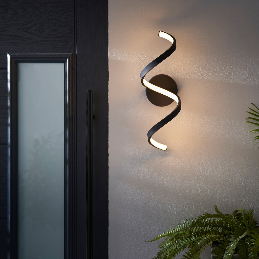 Astral Modern LED Wall Light - Textured Black, Warm White 3000K, IP44 Rated for Bathroom & Outdoor Use