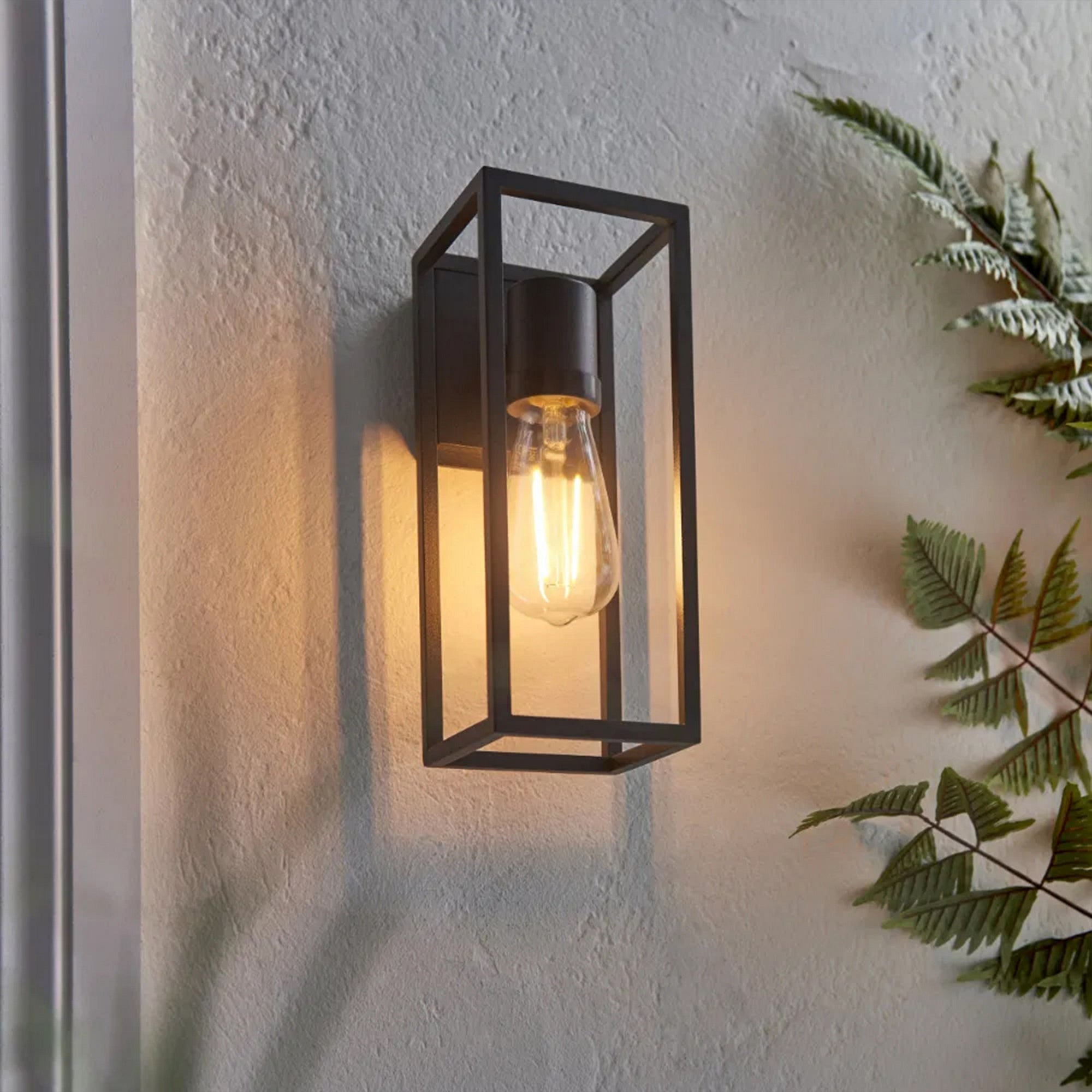 Herbert Black Modern Bathroom Wall Light, E27 LED Compatible, IP44 Aluminium Frame