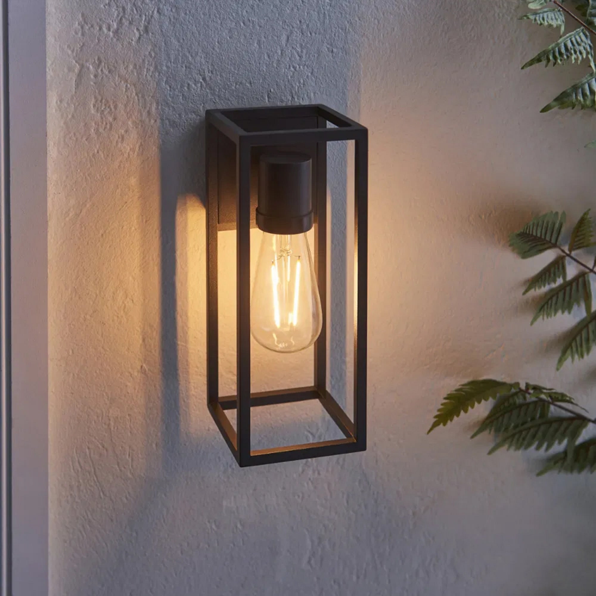 Herbert Black Modern Bathroom Wall Light, E27 LED Compatible, IP44 Aluminium Frame