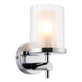 Britton IP44 Bathroom Wall Light - Chrome Finish with Ridged Glass Shade, Dimmable & LED Compatible