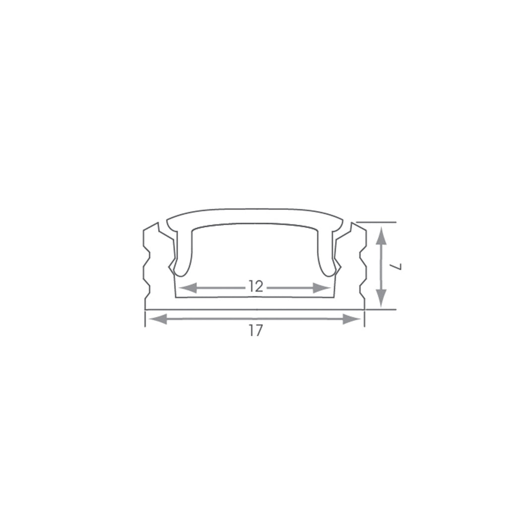 2M Aluminium Surface Mount LED Profile Kit with Opal Diffuser & Clips