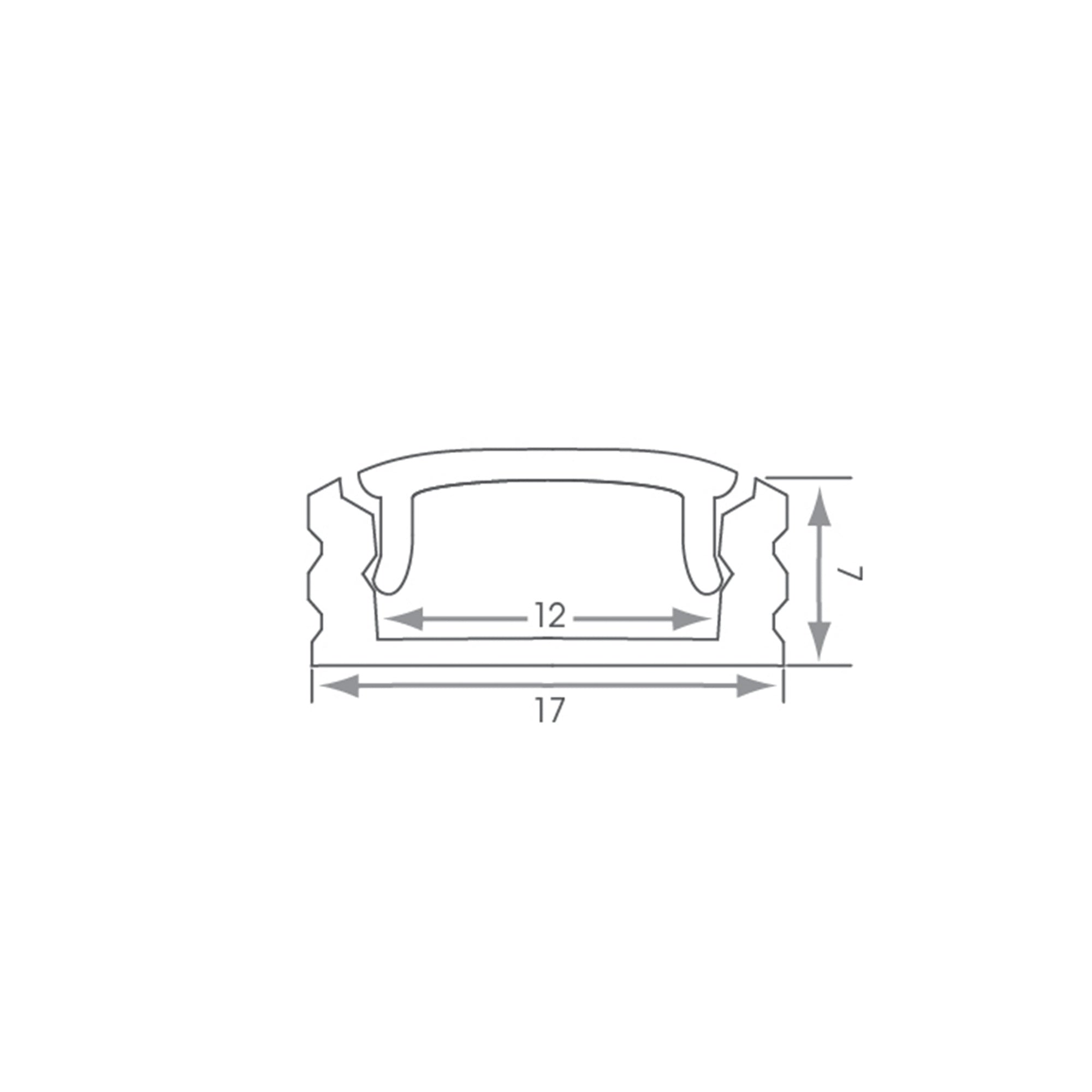 2M Aluminium Surface Mount LED Profile Kit with Opal Diffuser & Clips