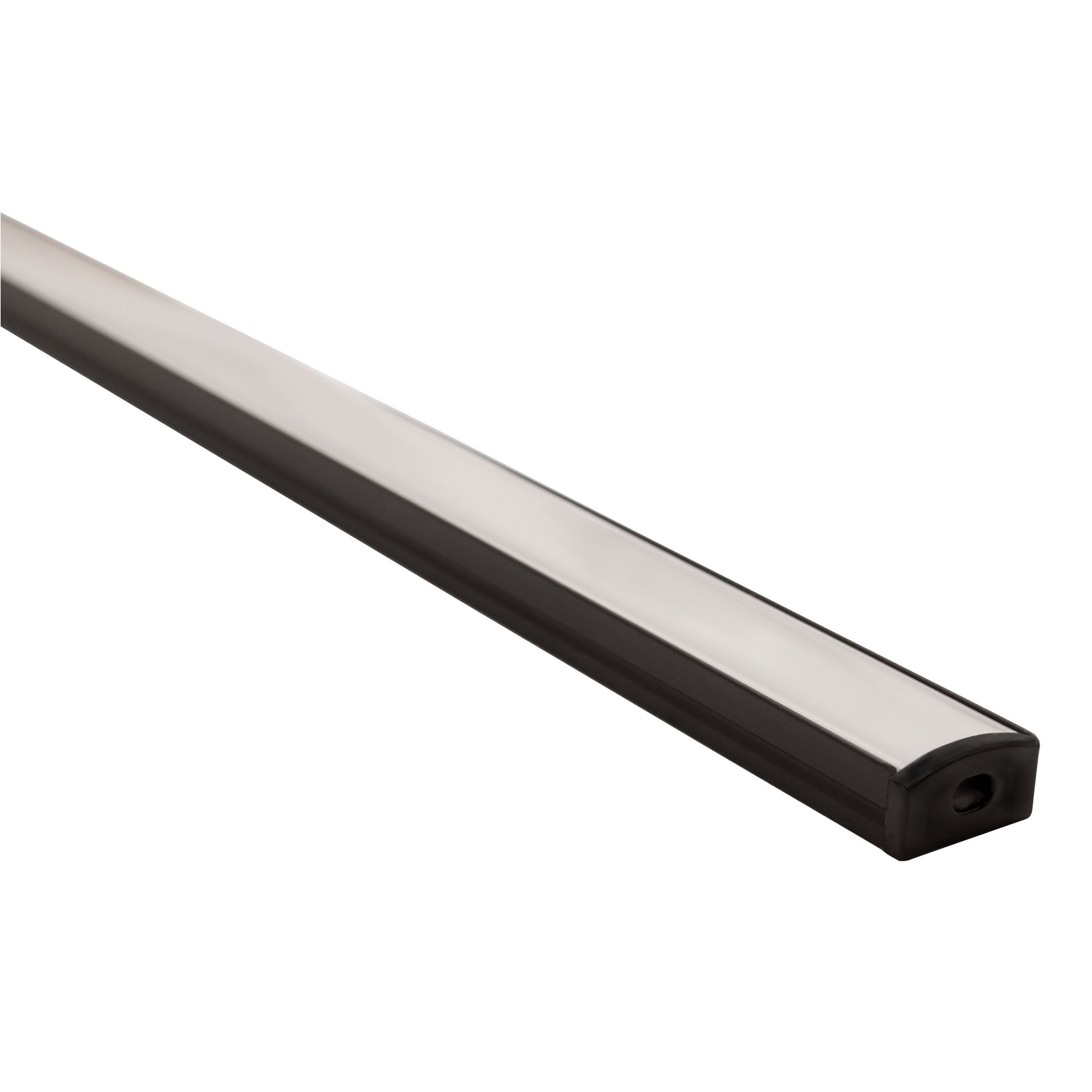 2M Matt Black LED Strip Profile, Surface Mounted Aluminium Extrusion Kit with Opal Diffuser & Fixings