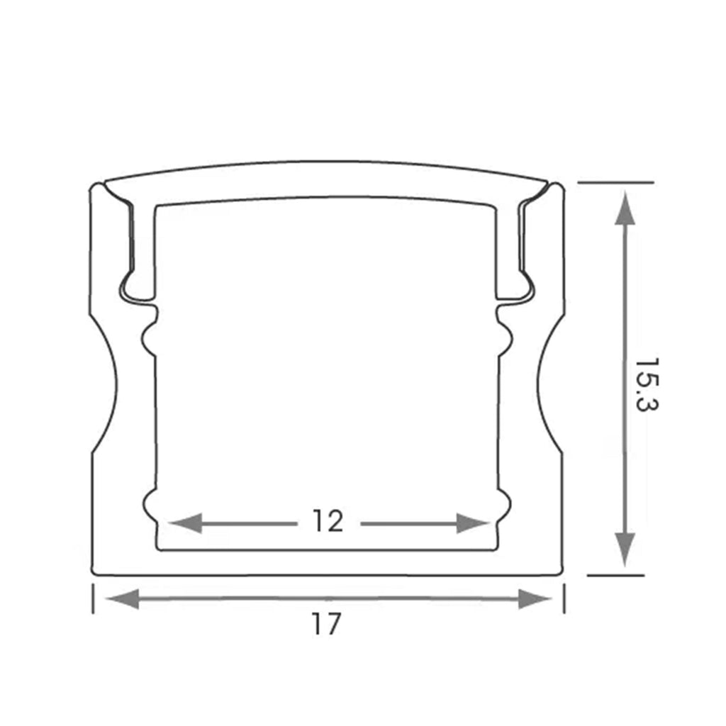 Deep Surface Mounted LED Profile Kit 1M - Aluminium Extrusion with Opal Diffuser, End Closures & Mounting Clips