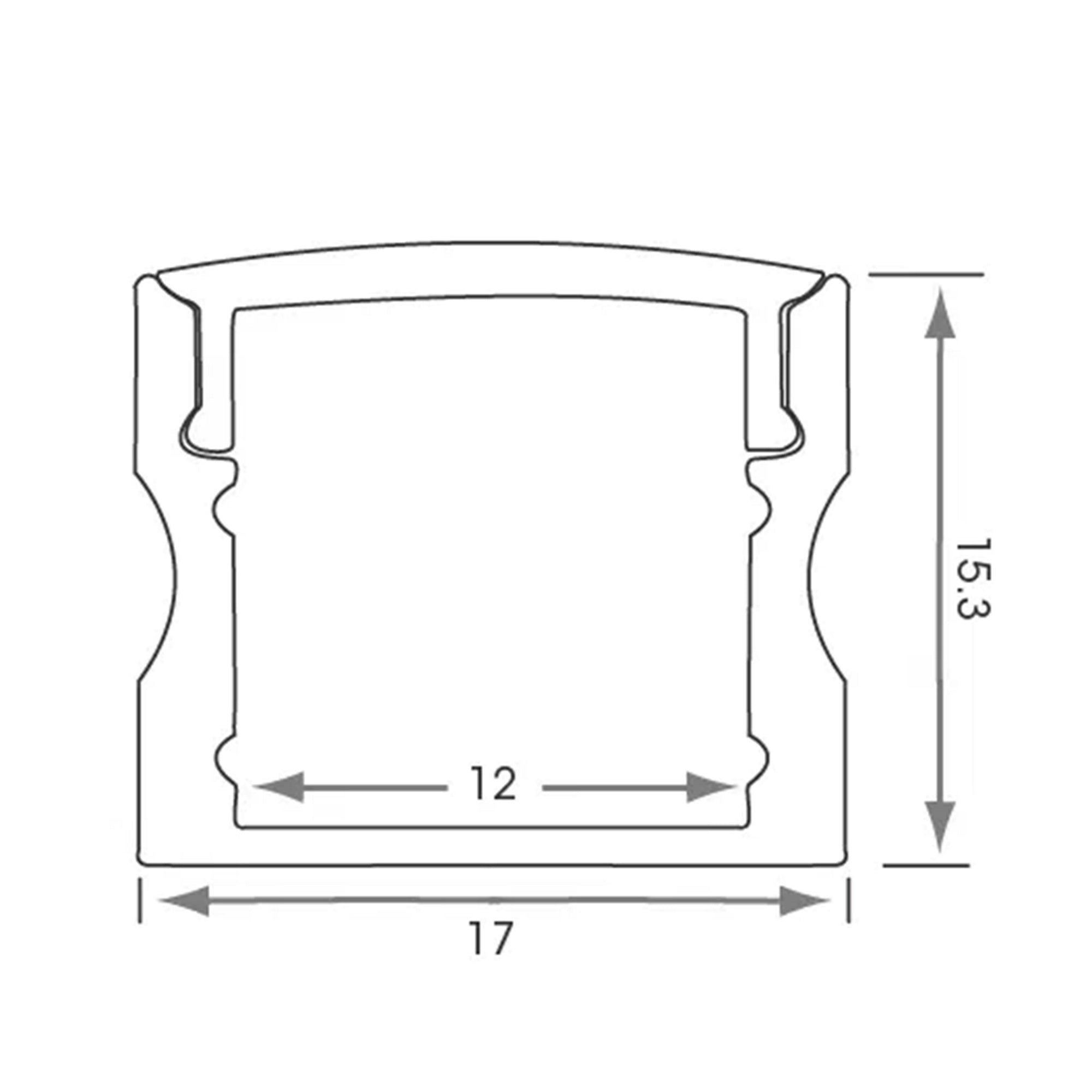 2M Deep Surface Mounted LED Profile Extrusion with Opal Diffuser, End Pieces & Fixing Clips for Strip Lights