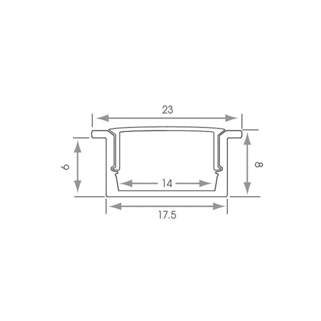 Premium 2M Recessed Aluminium LED Profile Kit with Opal Diffuser & Included Ends for Strip Lighting