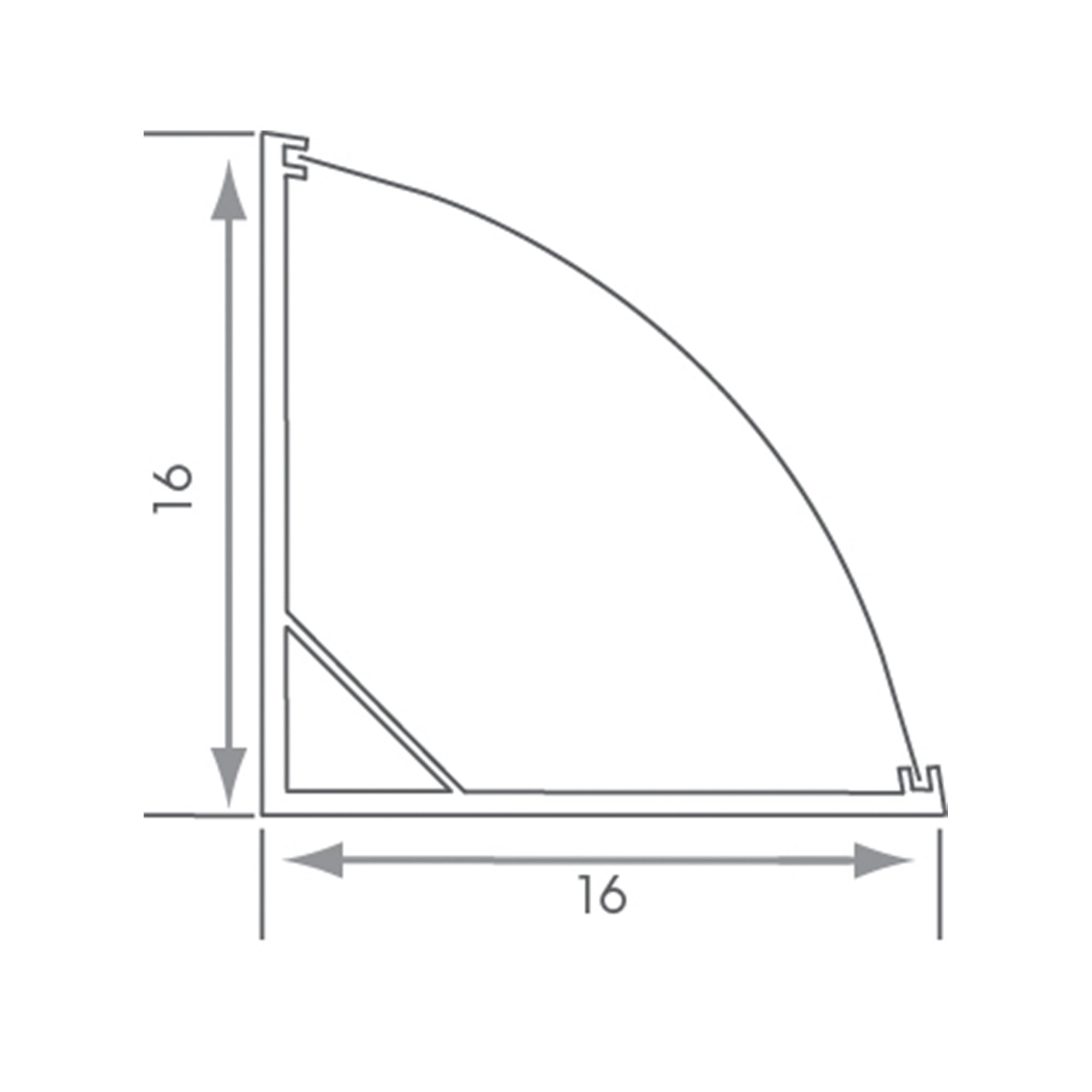 2m Angled Aluminium LED Profile with Opal Diffuser Cover, End Covers & Mounting Clips