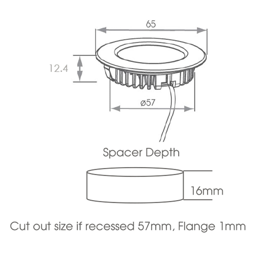 FNX Sirius Connect Recessed LED Cabinet Light, 2.6W, Warm White, Brushed Chrome, IP44