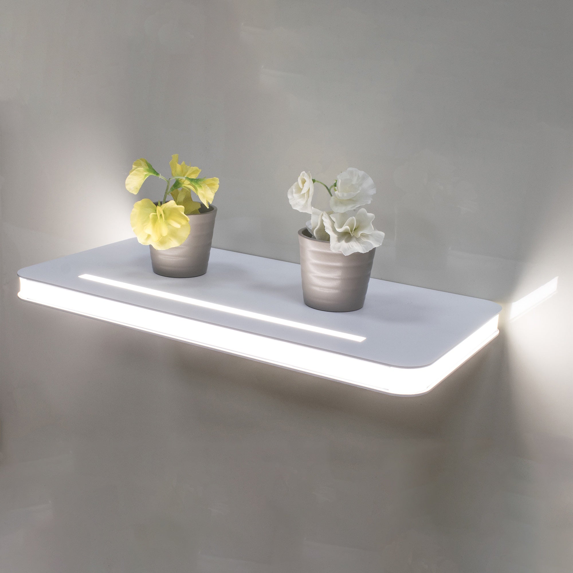 Vega 400mm LED Illuminated Bathroom Shelf - Modern Wall-Mounted White Aluminium with IP44 Rating