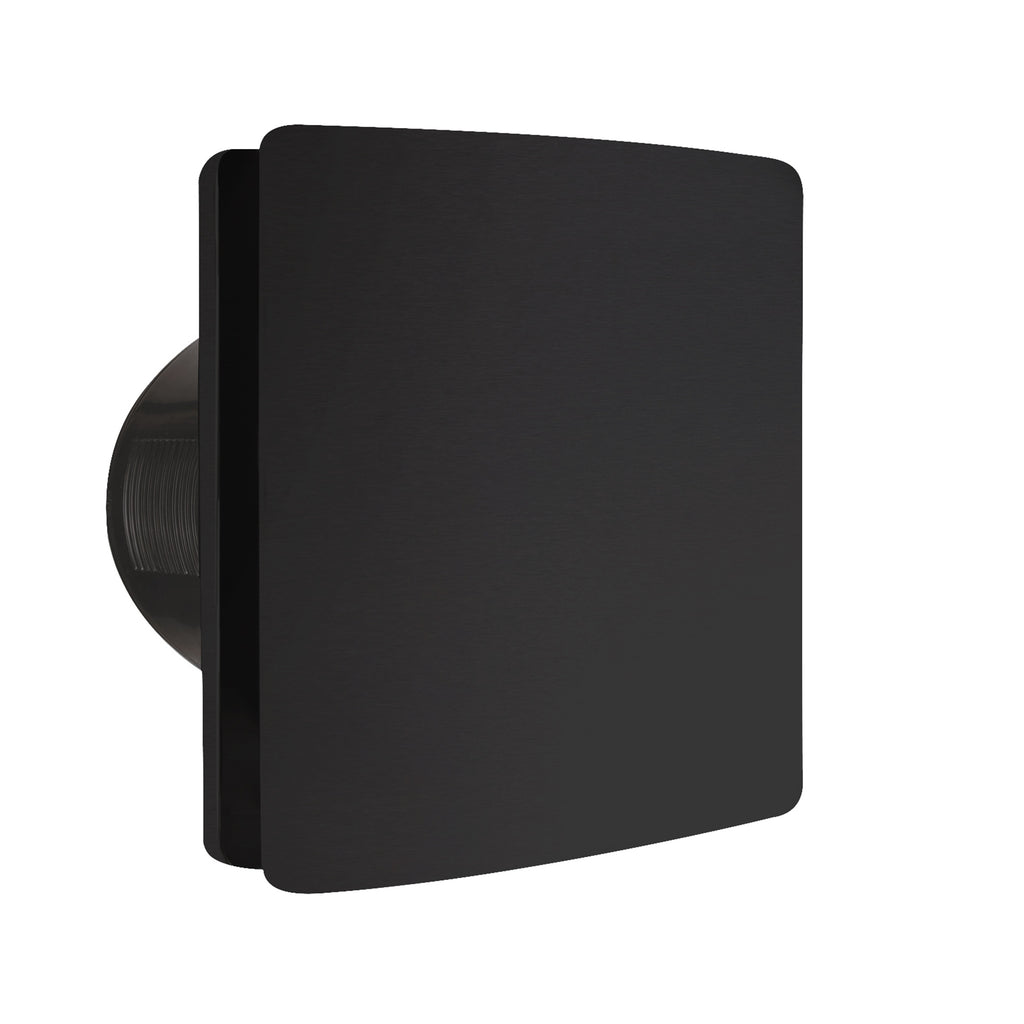 FNX Bathrooms Air-Stream Pro Black Extractor Fan, Quiet IPX4 Bathroom Fan with Timer, Wall & Ceiling Mount, 158mm Square