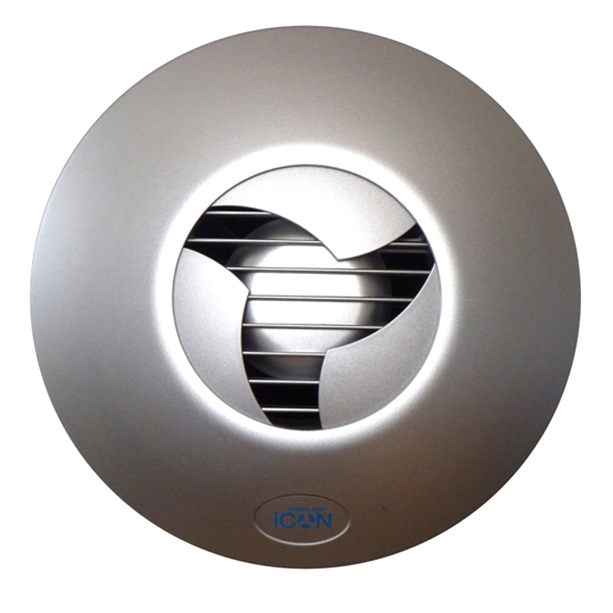 Airflow iCON 15 Extractor Fan with Silver Fascia, 100mm Duct, Quiet 29dB(A) for Bathroom & WC, IPX4
