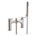 FNX Bathrooms Lunaris Brushed Nickel Deck Mounted Bath Shower Mixer Tap with Handset Kit - Modern Design