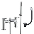 Lunaris Chrome Deck Mounted Bath Shower Mixer Tap with Coordinated Bath Waste