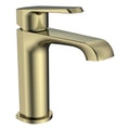Lunaris Brushed Brass Mini Mono Basin Mixer Tap, Compact Deck Mounted Design for Modern Bathrooms