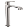 FNX Bathrooms Lunaris Brushed Nickel Tall Mono Basin Mixer Tap - Modern Deck Mounted for Countertop Basins