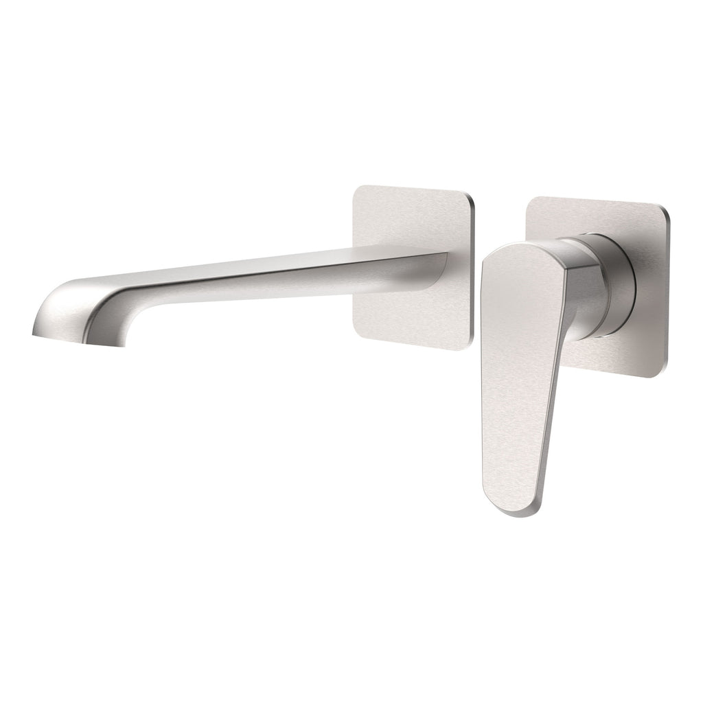Lunaris Brushed Nickel Wall Mounted Basin Mixer Tap - Contemporary Design