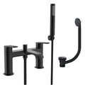 Lunaris Matt Black Deck Mounted Bath Shower Mixer Tap & Waste Set - Modern, Durable Brass