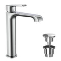 Lunaris Chrome Tall Mono Basin Mixer Tap with Universal Waste - Modern Deck Mounted Design