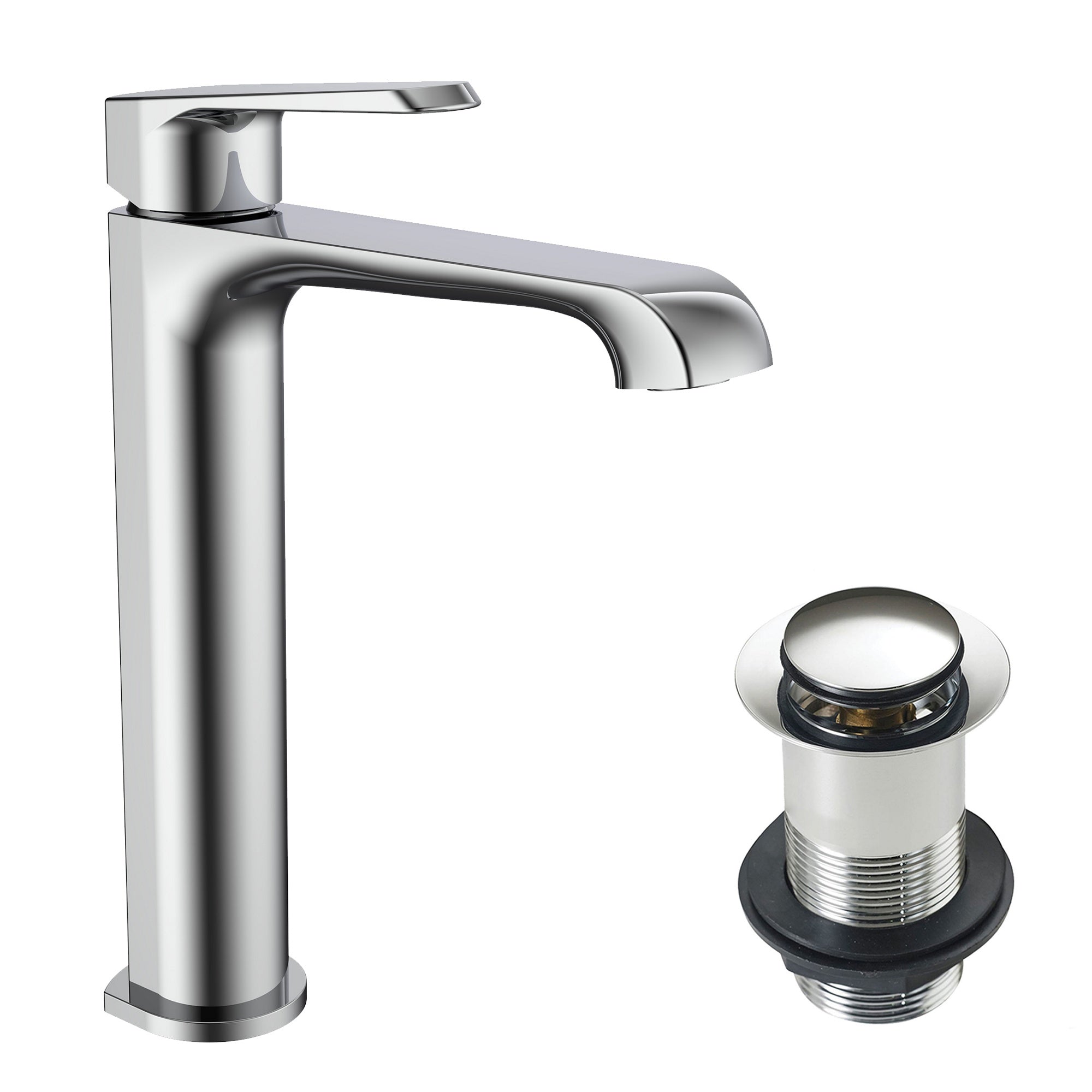Lunaris Tall Chrome Mono Basin Mixer Tap & Unslotted Waste Set - Deck Mounted