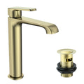 Lunaris Tall Brushed Brass Deck-Mounted Mono Basin Mixer Tap with Slotted Waste