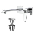 Lunaris Chrome Wall-Mounted Basin Mixer Tap & Universal Waste - Modern DIY Bathroom
