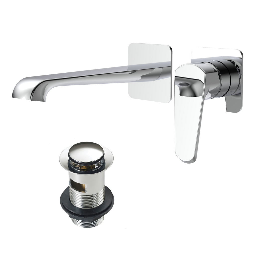 Lunaris Chrome Wall-Mounted Basin Mixer Tap with Slotted Waste