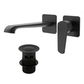 Lunaris Matt Black Wall Mounted Basin Mixer Tap & Slotted Waste for Modern Bathrooms