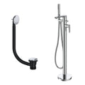 Lunaris Chrome Freestanding Bath Shower Mixer Tap with Handset & Matching Waste
