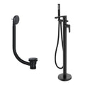 FNX Bathrooms Lunaris Matt Black Freestanding Bath Shower Mixer Tap with Handset & Matching Waste