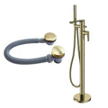 Lunaris Luxury Brushed Brass Freestanding Bath Shower Mixer Tap & Waste Set