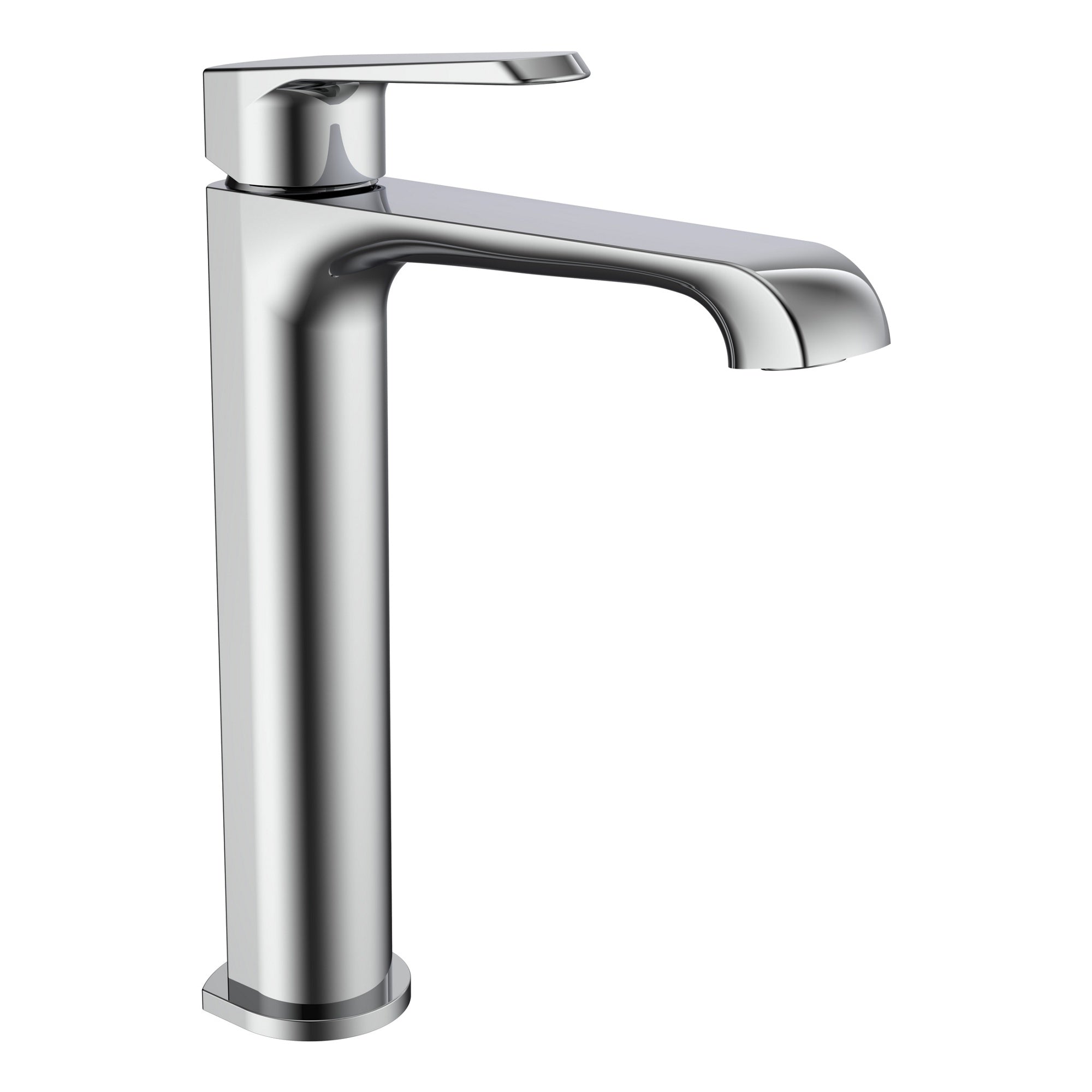 Lunaris Chrome Bath Shower Mixer & Tall Basin Tap Set with Matching Wastes for Modern Bathrooms