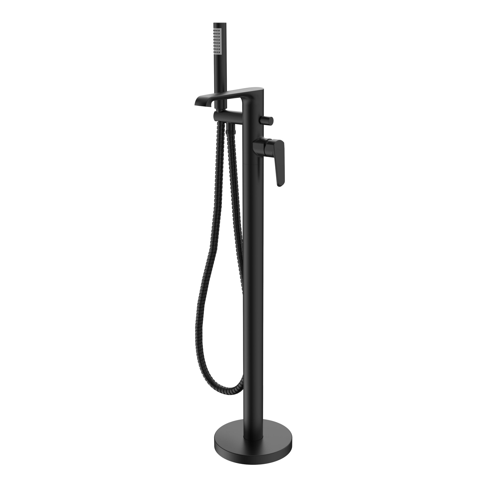 Lunaris Matt Black Freestanding Bath & Mini Basin Tap Set with Wastes