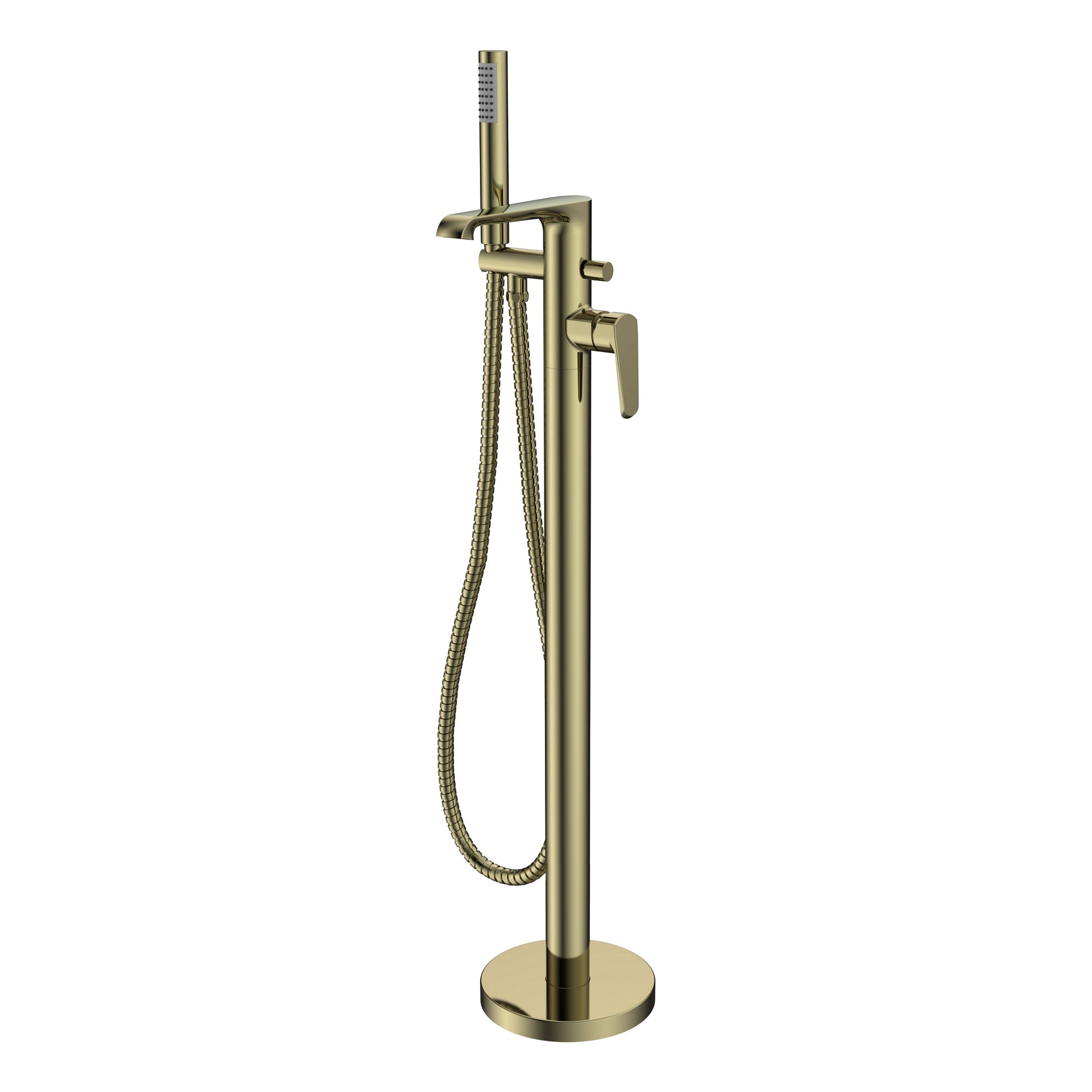 Lunaris Brushed Brass Freestanding Bath & Tall Basin Mixer Tap Set with Matching Wastes
