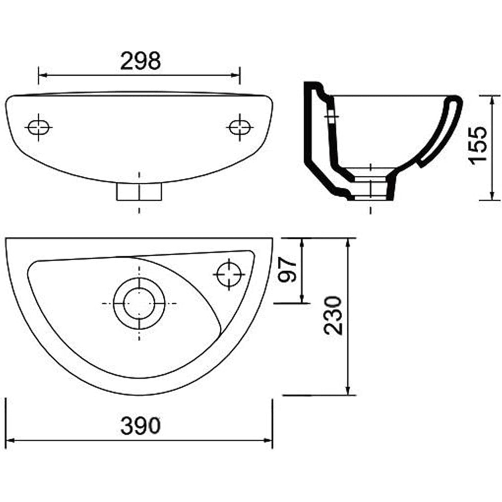 Compact Wall Hung Basin Sink with Brushed Brass Mono Mixer Tap, Slotted Waste & Bottle Trap Set - Ideal for Cloakrooms