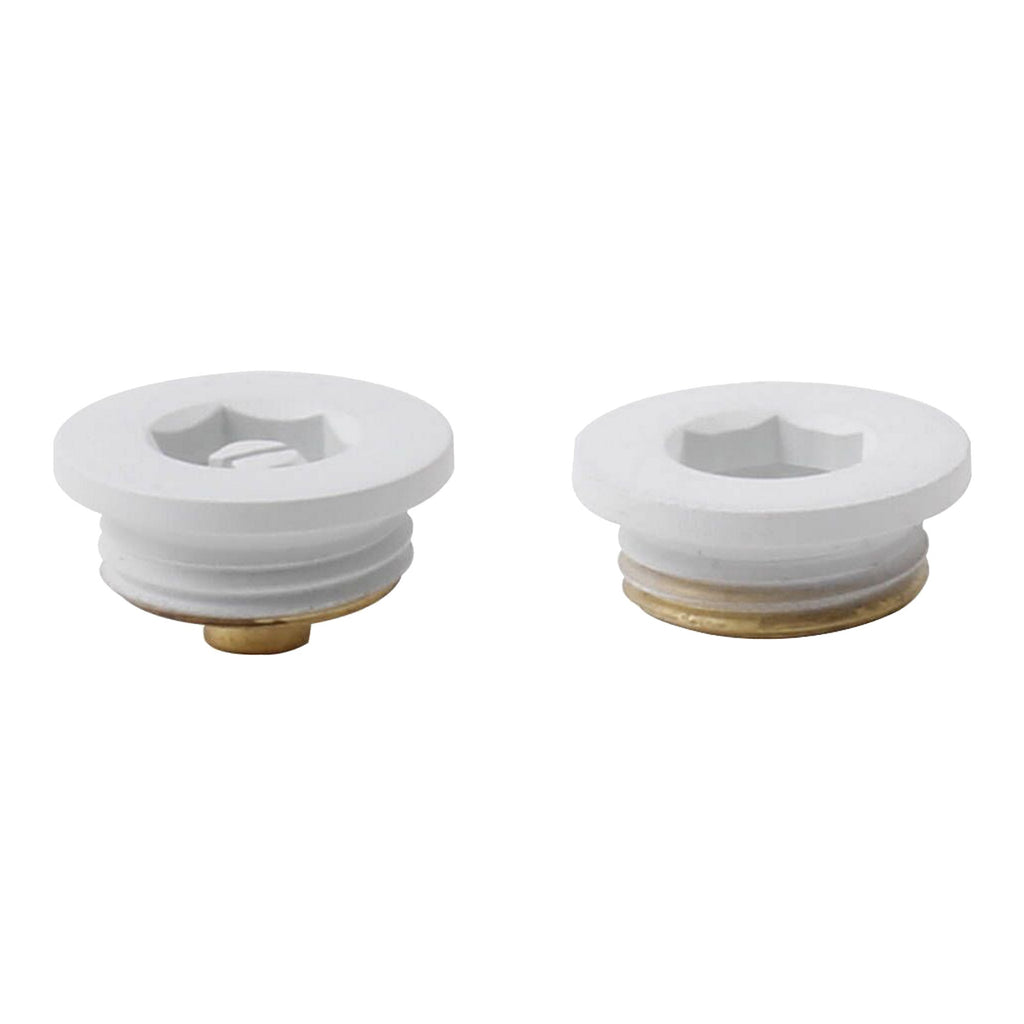 Matt White Manual Radiator Air Vent & Blanking Plug Set - 1/2" BSP Thread - Durable Brass DIY Kit
