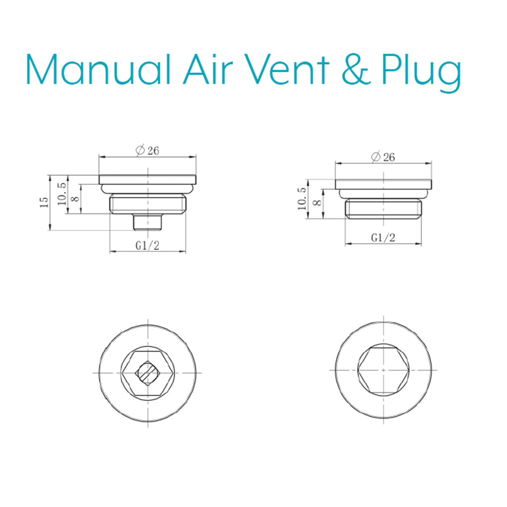 Satin Nickel Manual Radiator Air Vent & Blanking Plug Set, crafted from durable brass with a 1/2" BSP Thread