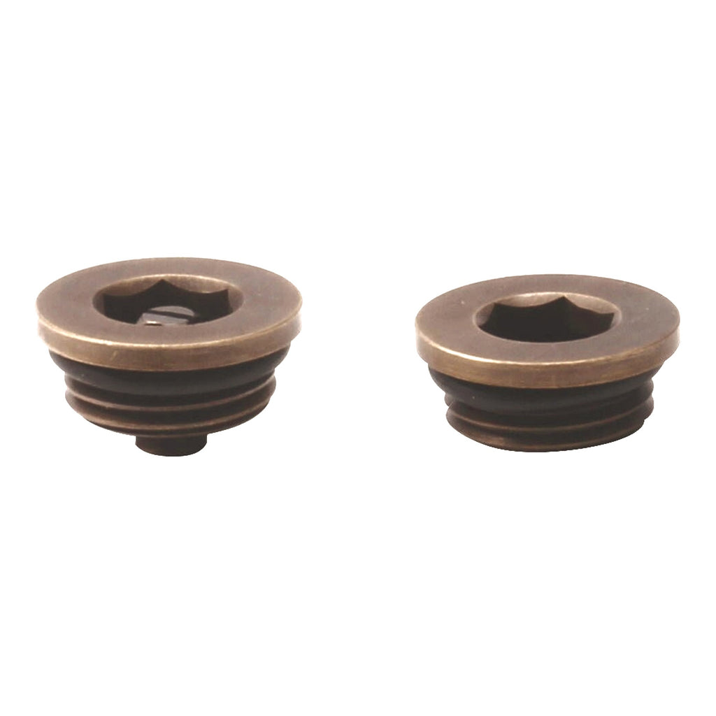 Antique Brass Manual Radiator Air Vent & Blanking Plug Set - 1/2" BSP (G1/2) Threaded Brass Bleed Valve & Blanking Plug