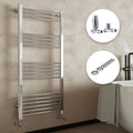 FNX 300x1800mm Chrome Straight Heated Towel Rail Radiator with Thermostatic Valves & Matching Pipe Covers