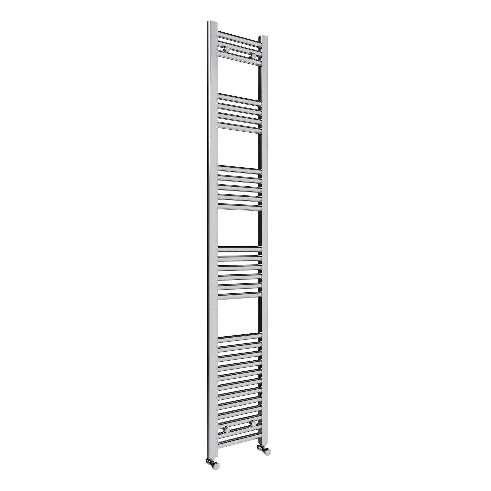 FNX 300x1800mm Chrome Straight Heated Towel Rail Radiator with Thermostatic Valves & Matching Pipe Covers