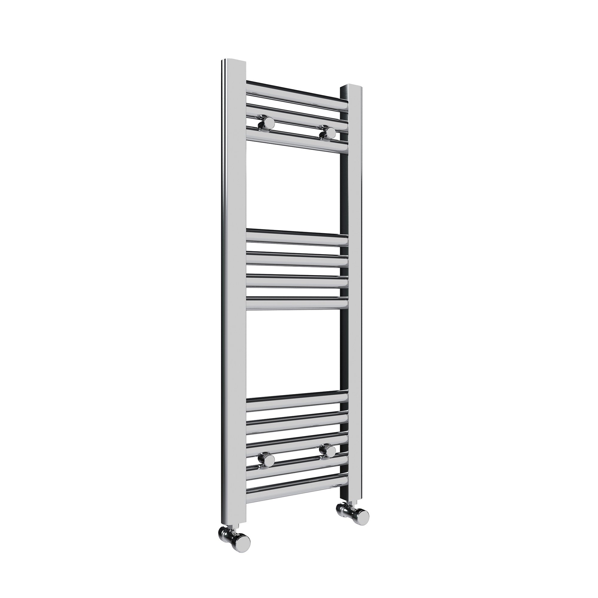 Chrome 300x800 Straight Heated Towel Rail Radiator with Thermostatic Valves & Pipe Covers
